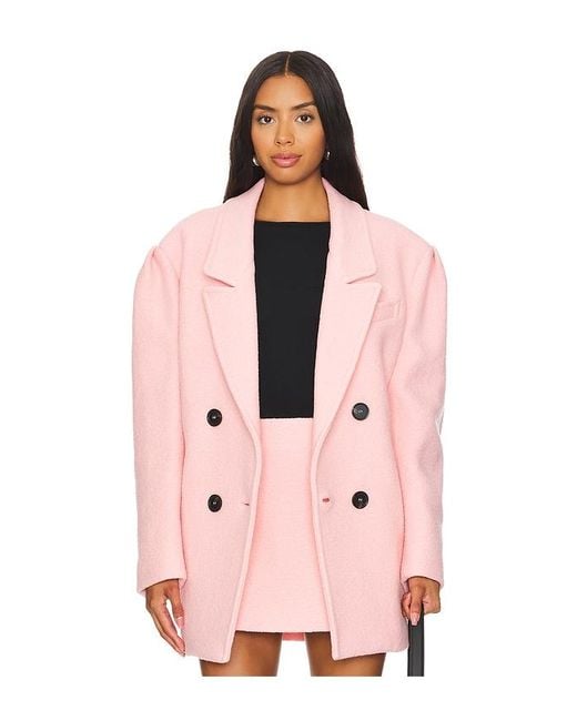 MSGM Wool Boucle Coat in Pink Lyst