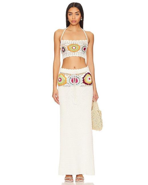 Lovers + Friends White Kestrel Crochet Maxi Skirt