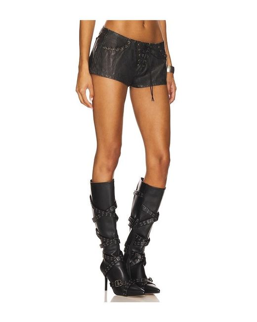 Jaded London Black Vaca Whipstitch Short