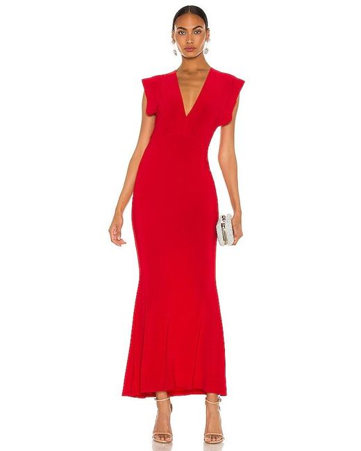 Norma Kamali Red X Revolve V Neck Rectangle Gown