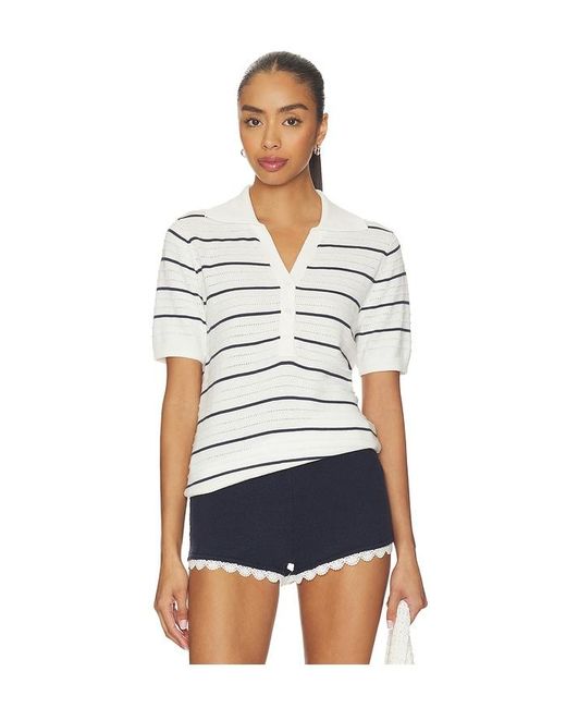 Varley White Wren Knit Polo Top
