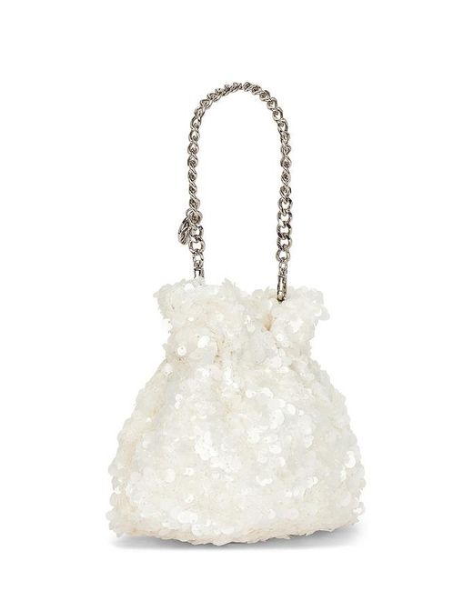 Olga Berg White Mattie Sequin Pouch