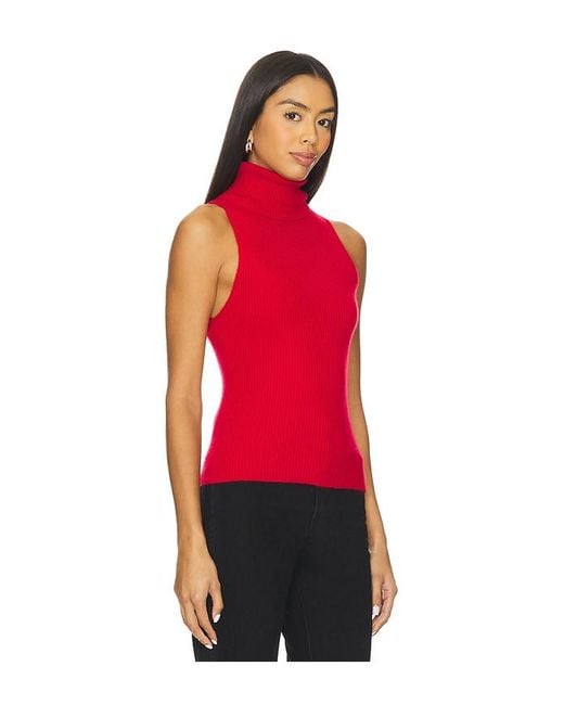 Enza Costa Red Knit Cashmere Sleeveless Sweater
