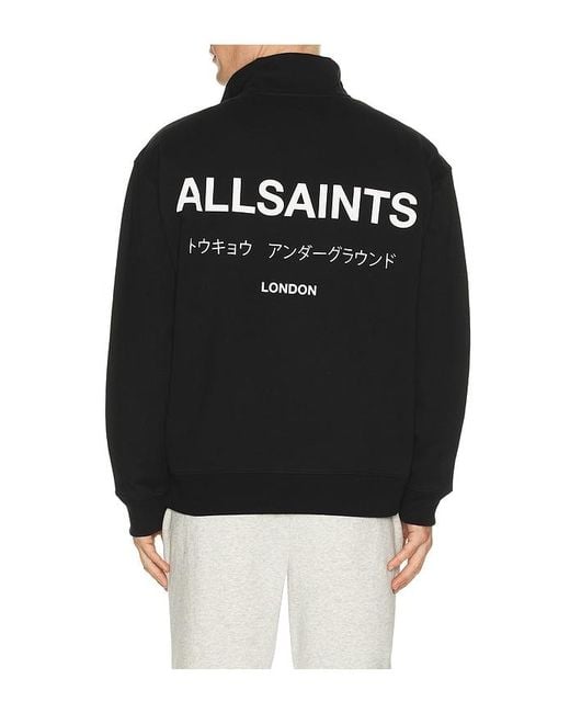 AllSaints Black Underground Half Zip Sweater for men