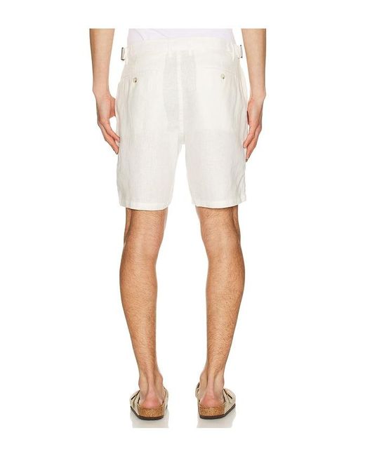 Onia White Linen Fixed Waist Short for men