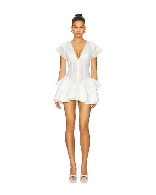 OW Collection White Aurelia Mini Dress