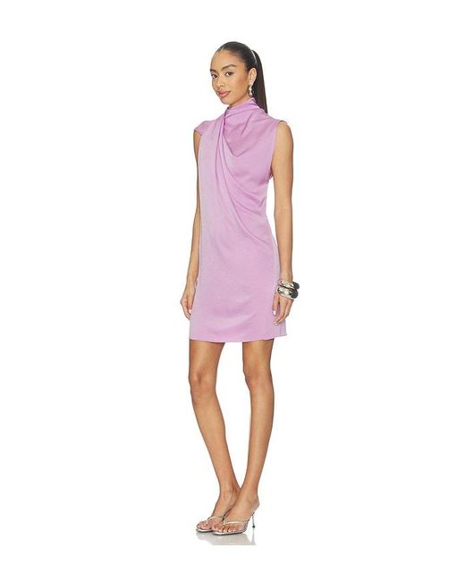 Atlein Pink Draped Neckline Sleeveless Dress