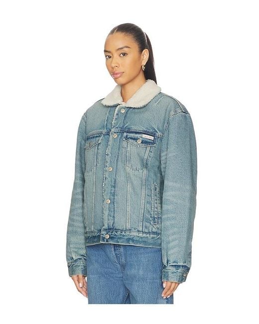 Calvin Klein Blue Sherpa Trucker Jacket