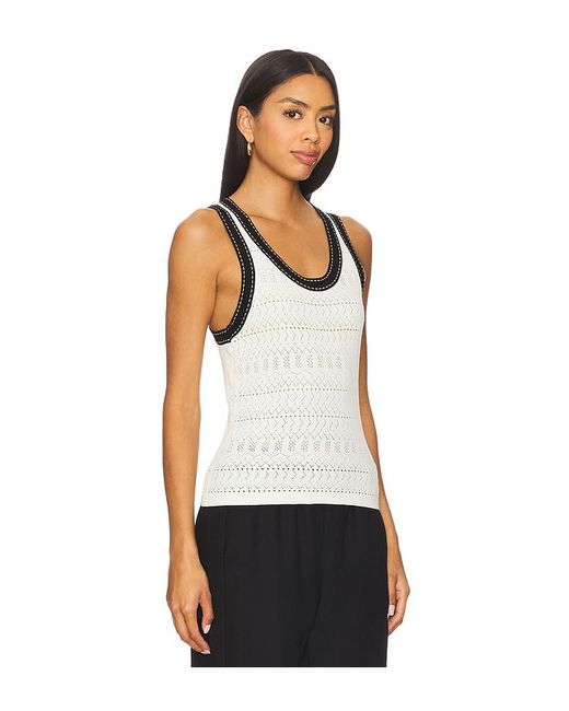 Autumn Cashmere White Tanktop Aus Pointelle-Strick Mit Racerback Und Ziernähten