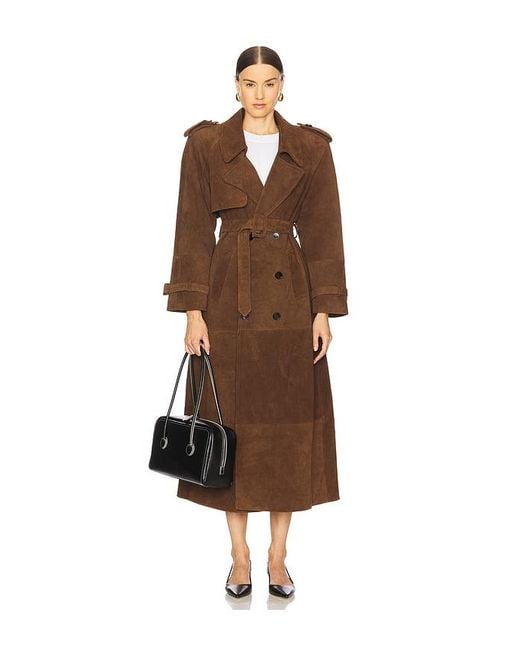 Susanna Chow Brown Madison Suede Trench