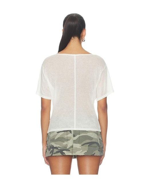EB DENIM White Madeo Cowl Neck Tee