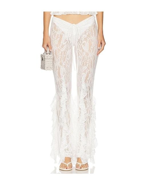 Leslie Amon White Ruffle Pants