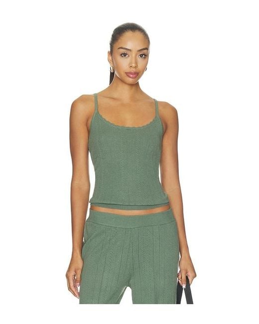 Eberjey Green Pointelle Scoop Neck Cami Top