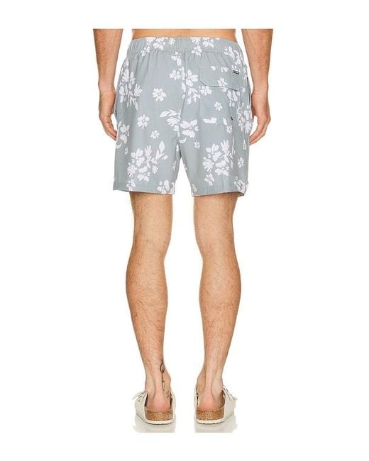 Vintage Summer Blue Seersucker Strech Volley Swim Trunks for men