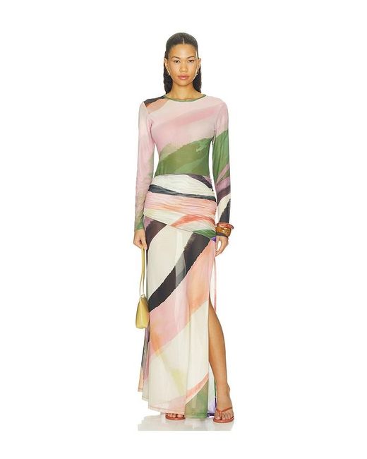 With Harper Lu Multicolor Wrap Mesh Maxi Dress
