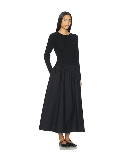 Polo Ralph Lauren Black Cable Knit Poplin Dress