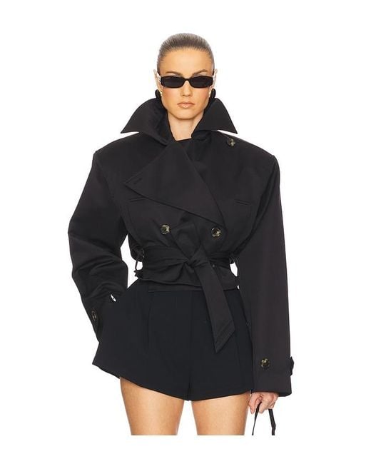Helsa Black Oversized Cropped Trench