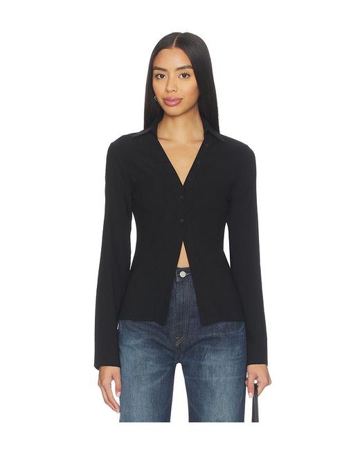 ALL THE WAYS Black Madeline Button Front Top