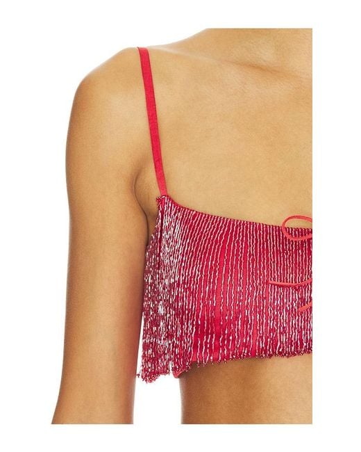 Asta Resort Red X Revolve Yasmin Fringe Bralette
