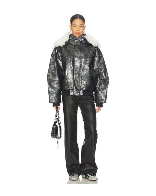Jaded London Black Xl Faux Fur Collar Bomber Jacket