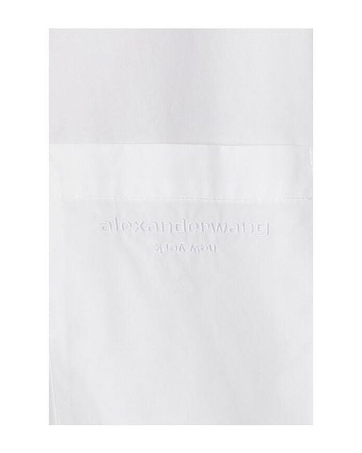 Alexander Wang White Wrap Shirt With Crystal Stud Collar