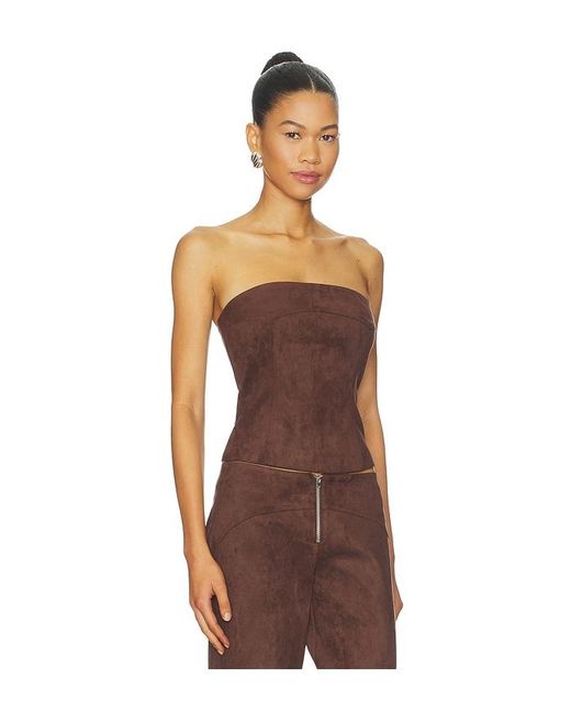 BY.DYLN Brown Avila Corset Top