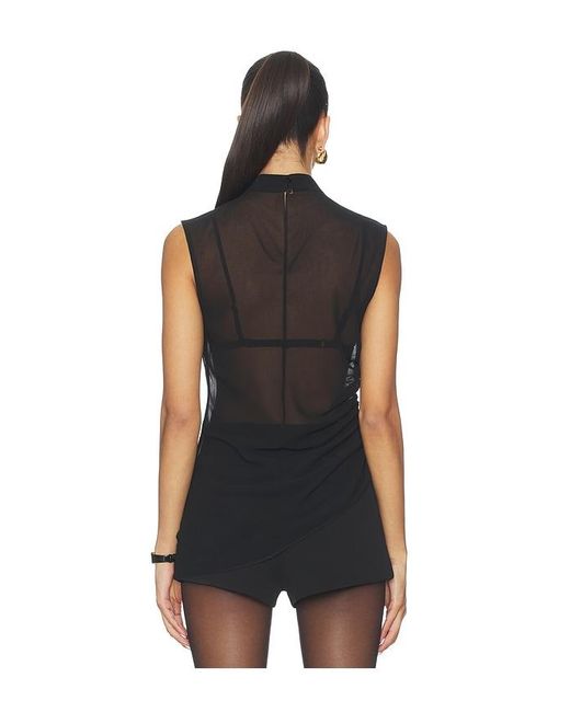 LAPOINTE Black Oberteil Mock Neck Ruched