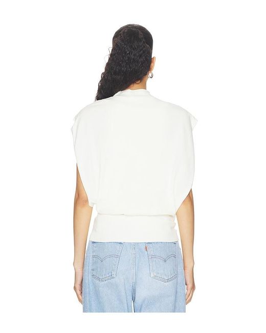 Jonathan Simkhai White Juli Draped Cape Top
