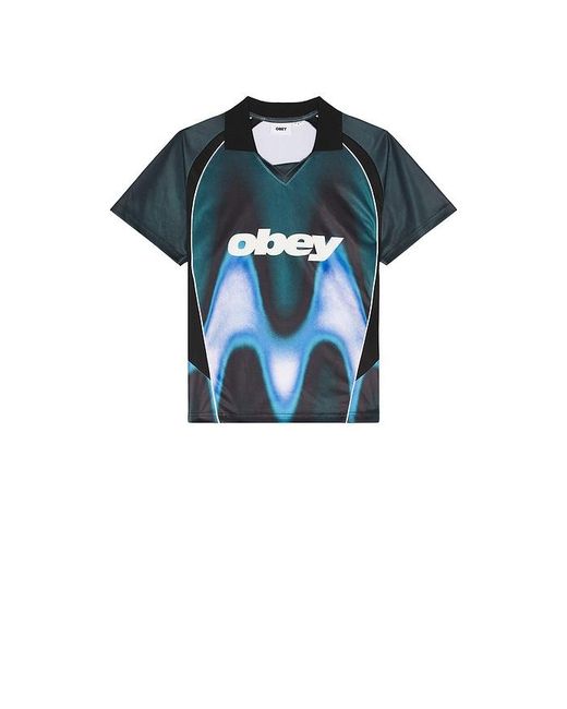 Obey Blue Blurred Soccer Jersey for men