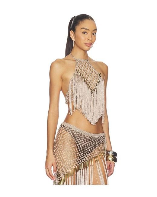 MY BEACHY SIDE Natural Aria Hand Crochet Halter Top