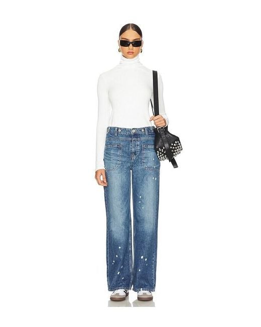 Free People Blue X We The Free Palmer Cuffed Wide Leg Jeans