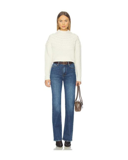 Theory White Cable Yoke Pullover