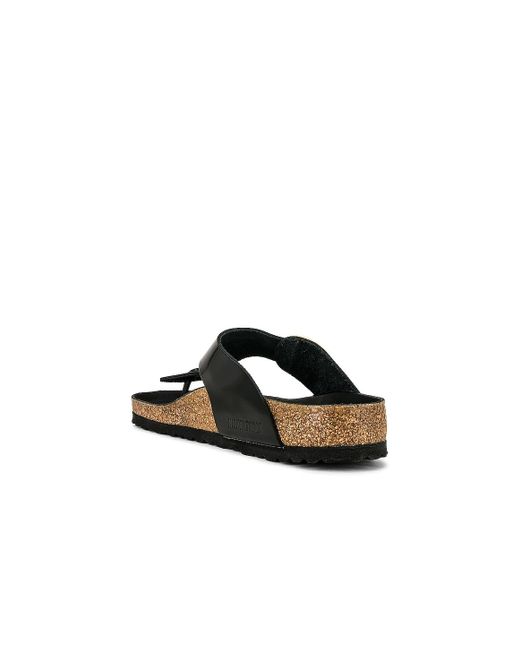 Birkenstock Leather Gizeh High Shine Big Buckle Sandal in Black | Lyst