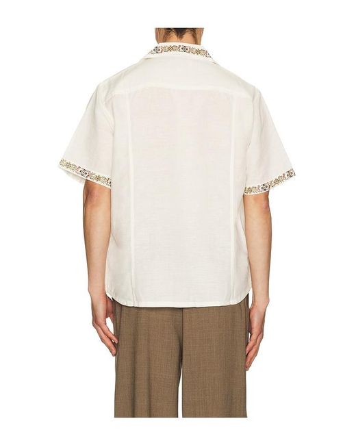 Corridor NYC White Harmony Embroidered Short Sleeve Shirt for men