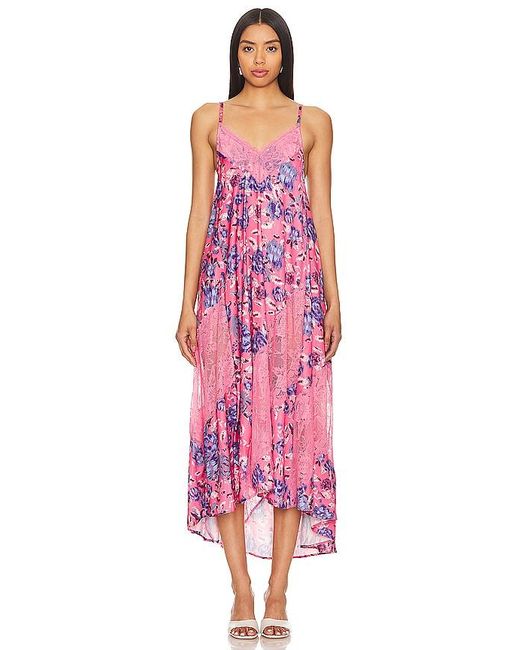 Free People Pink X Intimately Fp First Date Printed Maxi Slip