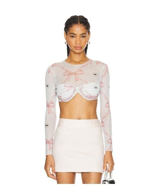 Milkwhite White Cropped Mesh Top