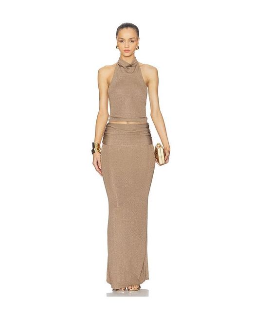 Lovers + Friends White Renna Ruched Waist Maxi Skirt