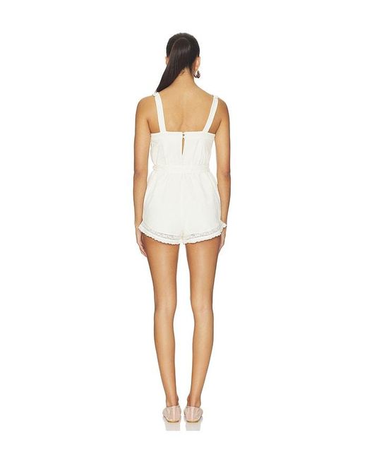 For Love & Lemons White Leah Cotton Romper