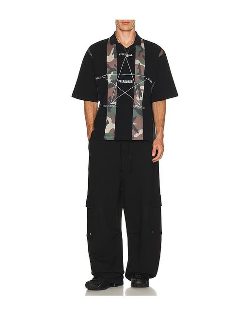 Pleasures Black Social Rugby Polo for men