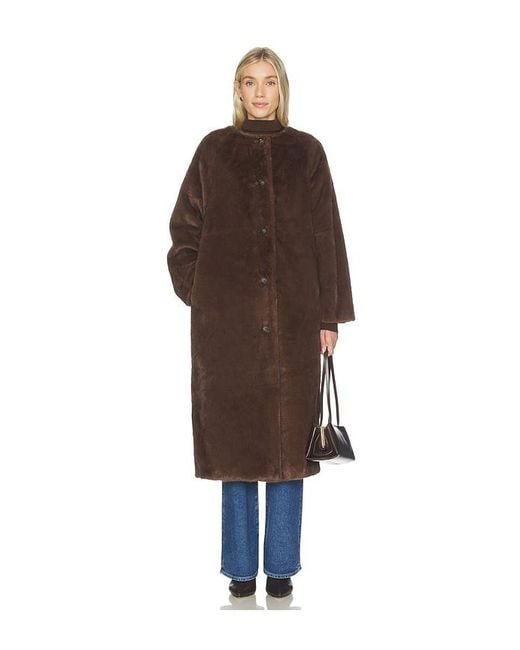 Line & Dot Brown Axel Faux Fur Coat