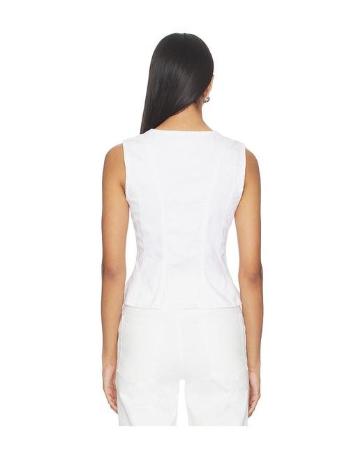 GOOD AMERICAN White Button Front Peplum Top