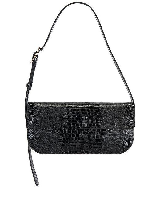 Flattered Black Lillie Lizard Shoulder Bag