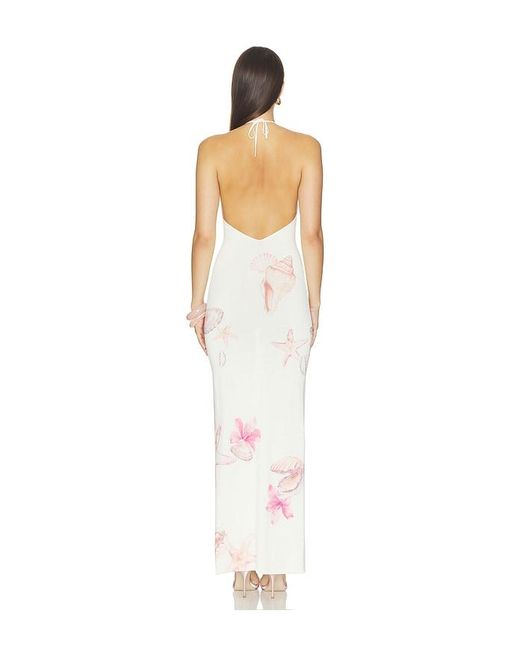 Lovers + Friends White Theia Floral Print Halter Maxi Dress