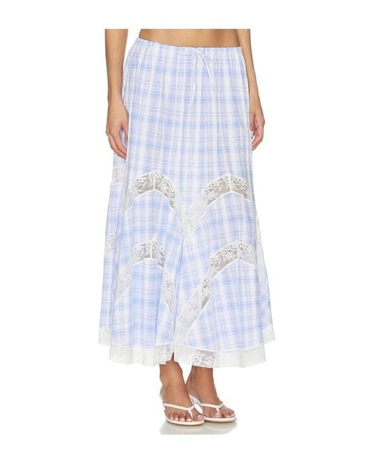 YUHAN WANG White Lace Trim Check Maxi Skirt