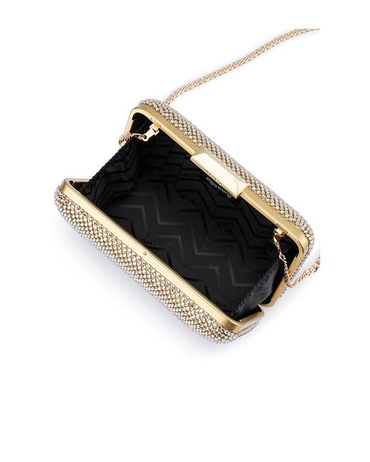 Olga Berg Natural Ronny Crystal Mesh Clutch