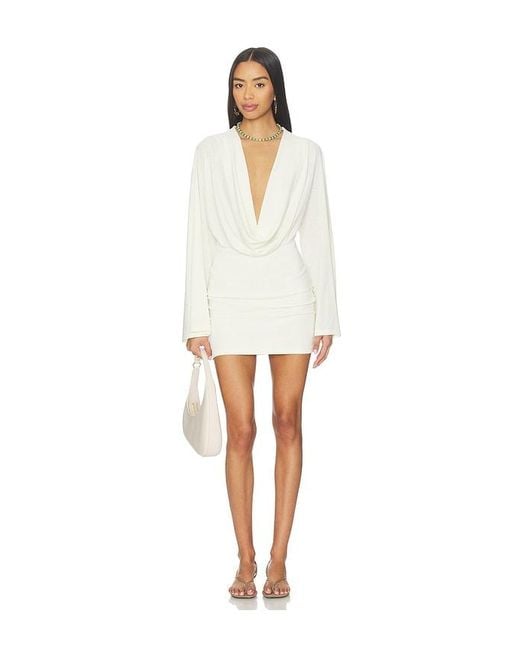 SNDY'S White Yolanda Long Sleeve Mini Dress
