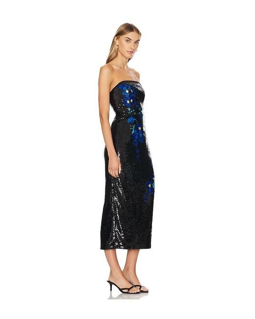 MILLY Blue Kait Vines Of Floral Sequins Dress