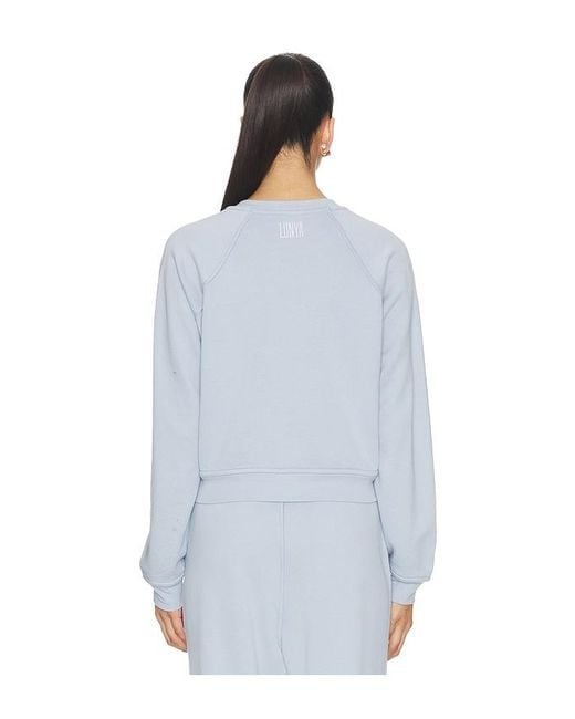 Lunya Blue Silksweats Lightweight Reversible Slim Fit Raglan Sweatshirt