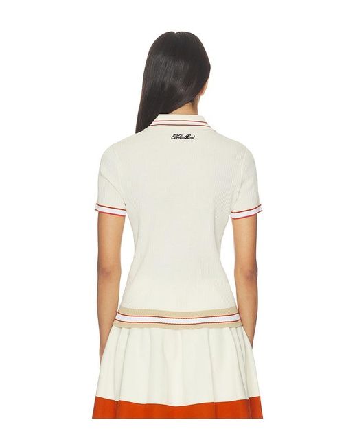 Khalhon White Varsity Tipped Rib Polo