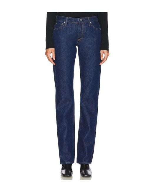 GRLFRND Blue Isabel Low Rise Straight Jeans